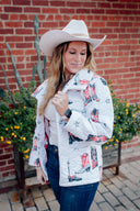 Game Day Red and Black Thunderbird Boots Quilted Jacket