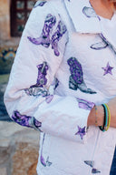 Game Day Purple Thunderbird Boots Quilted Snap Jacket