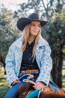 Laramie Patchwork Light Blue Quilted Jacket