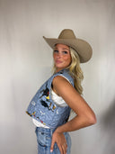 Lazy J Chambray Quilted Tara Vest