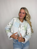 Waverly Patchwork Blue Cropped Quilted Jacket
