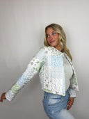 Waverly Patchwork Blue Cropped Quilted Jacket