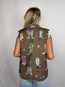 Thunderbird Boots Brown Quilted Ruby Vest