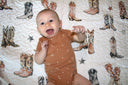 Thunderbird Boots Neutral Baby Blanket