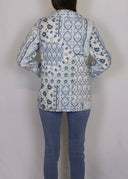 Laramie Patchwork Light Blue Quilted Snap Jacket