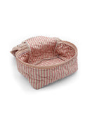 Ticking Stripe Sand/Fuchsia Quilted Travel Case