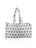 June Floral Blue Quilted Tote