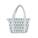 June Floral Blue Zipper Tote Bag
