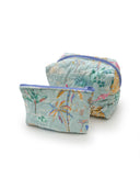Erin & Ben Co. Jungle Whisper Blue Quilted Makeup Bag