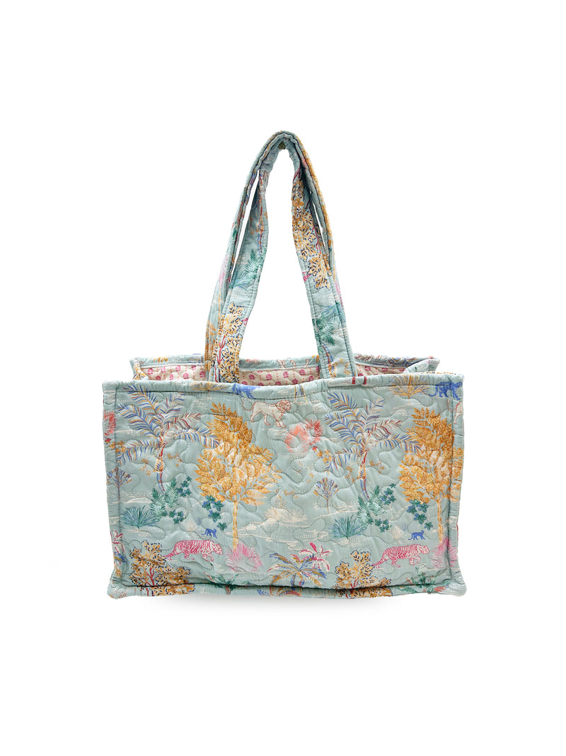 Erin & Ben Co. Jungle Whisper Blue Quilted Tote Bag