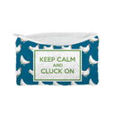 "Keep Calm and Cluck On" Peacock Quilted Makeup Bag