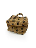 brown quilted travel bag with a bucking horse on it 