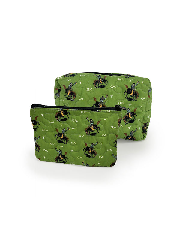 Lazy J Green Quilted Makeup Bag