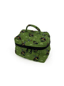 hunter green quilted make up bag with brands and bronc pattern