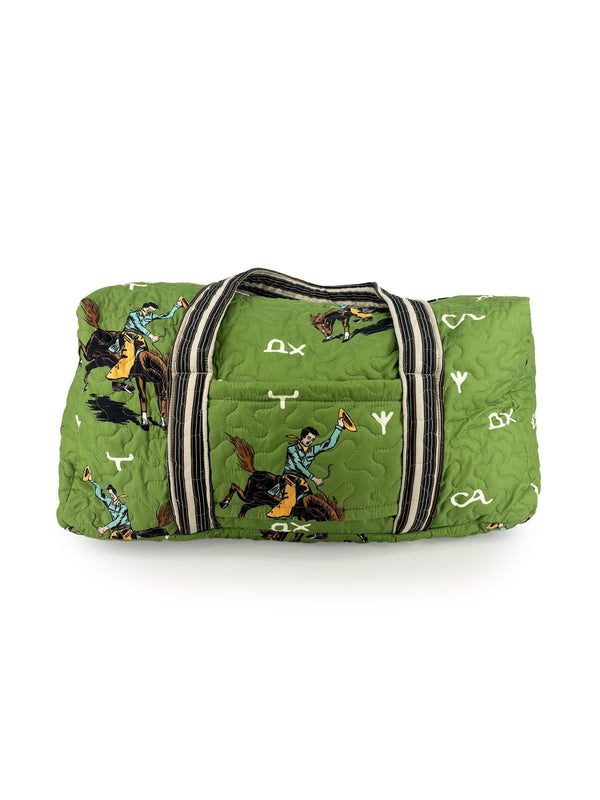 Lazy J Green Quilted Weekender Duffle Bag