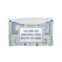 "Left Hand" Blue Quilted Makeup Bag