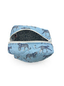 Leilani Leopard Maya Blue Quilted Makeup Bag