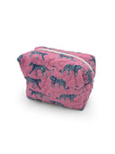 Leilani Leopard Fuchsia Quilted Makeup Bag