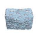 Leilani Leopard Maya Blue Quilted Makeup Bag