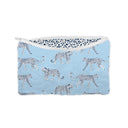 Leilani Leopard Maya Blue Quilted Makeup Bag