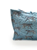 Leilani Leopard Maya Blue Quilted Tote