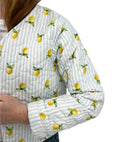 Lemon Sorbet Blue Cropped Quilted Jacket