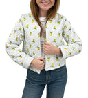 Lemon Sorbet Blue Cropped Quilted Jacket