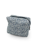 Leopard Print Navy Quilted Makeup Bag