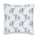 Longhorn Icon Blue Quilted 20" Pillow
