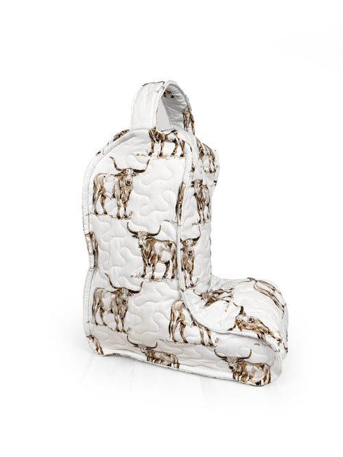 Longhorn Icon Brown Quilted Boot Bag