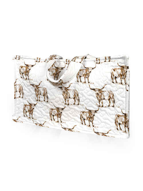 Longhorn Icon Brown Quilted Tote
