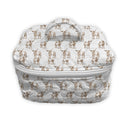 Cosmetic bag with longhorn pattern on a white background
