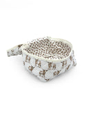 Cosmetic bag with longhorn pattern on a white background