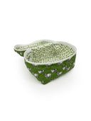 sage green quilted travel case with white longhorn pattern 