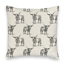 Longhorn Icon Linen/Black Quilted 20" Pillow