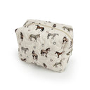 Lucky Horse Linen Quilted Makeup Bag