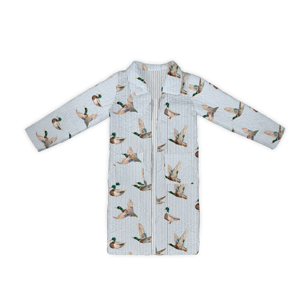 Mallory Ducks Blue Quilted Duster