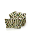 Mallory Ducks Icon Olive Linen Quilted Makeup Bag