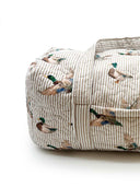 Mallory Ducks Linen Quilted Weekender Duffle Bag