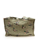 Mallory Ducks Olive Linen Quilted Tote