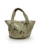 Mallory Ducks Olive Linen Zipper Tote Bag