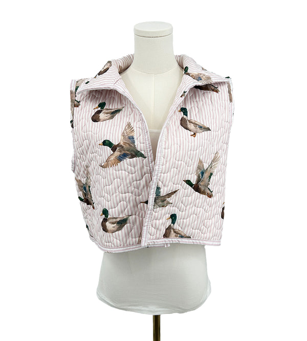 Mallory Ducks Pink Quilted Cate Vest