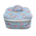 Cosmetic bag with fish pattern on a light blue background