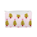 "Merry Christmas" Tinsel Pink Quilted Makeup Bag