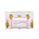 "Merry Christmas" Tinsel Pink Quilted Makeup Bag