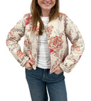 Natalie Floral Pink Cropped Quilted Jacket