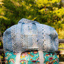Paige Patchwork Stripe Blue Weekender Duffle Bag