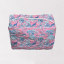 Ozara Jungle Pink Quilted Makeup Bag