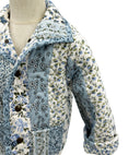 Paige Patchwork Stripe Blue Youth Quilted Snap Jacket
