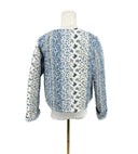 Paige Patchwork Stripe Blue Cropped Jacket